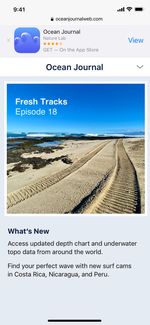 oceanjournalweb.com webpage showing an app store install banner